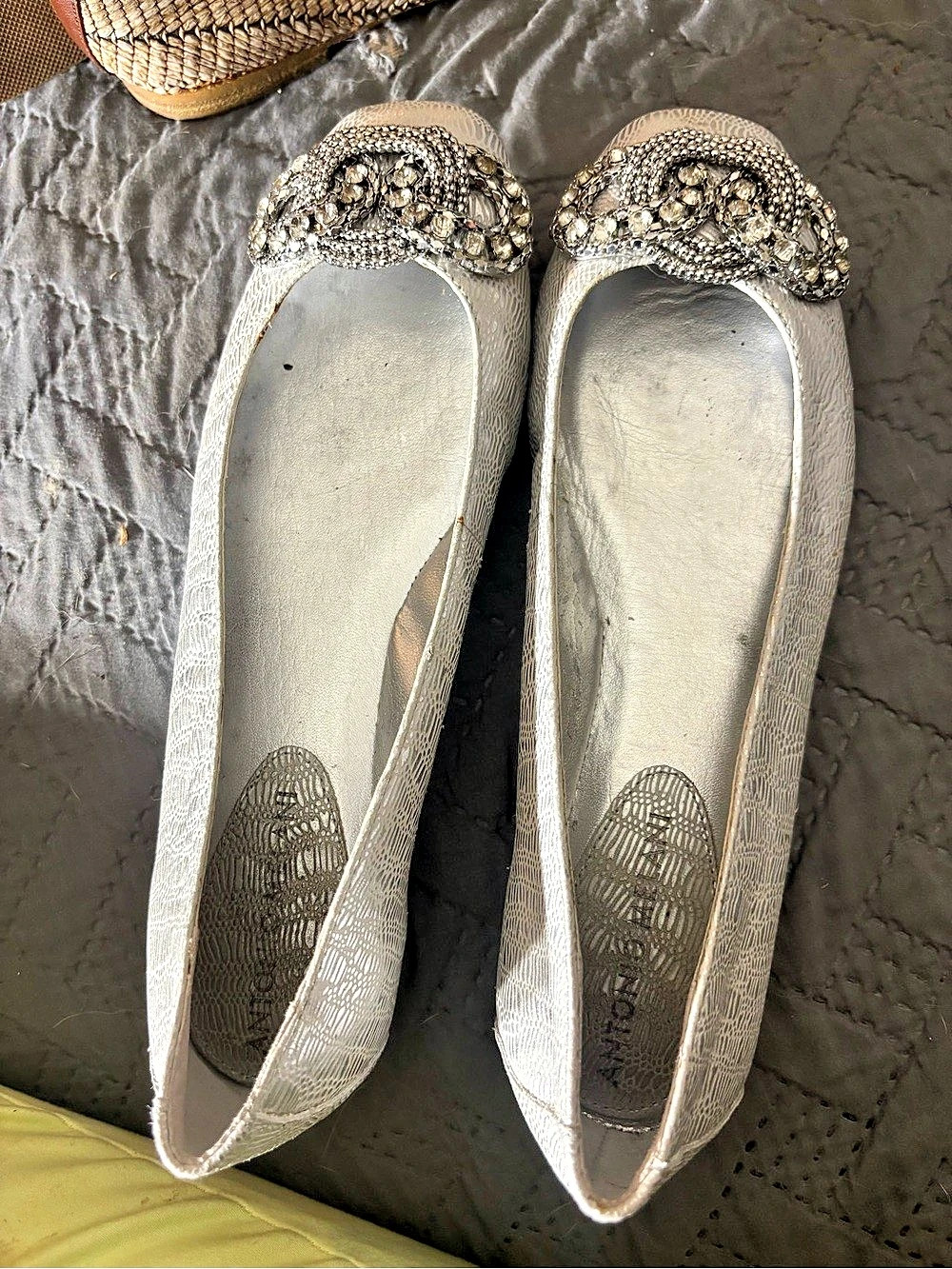 Antonio Melani Embellished Flats in Silver